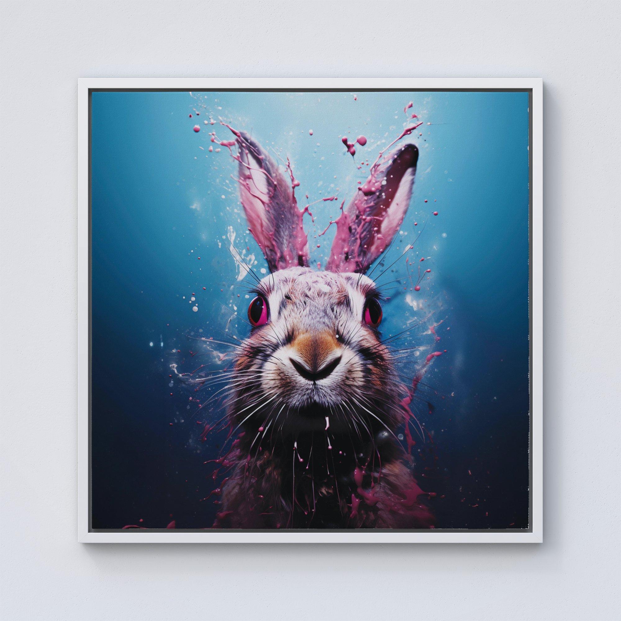 Rabbit Face Splashart Framed Canvas